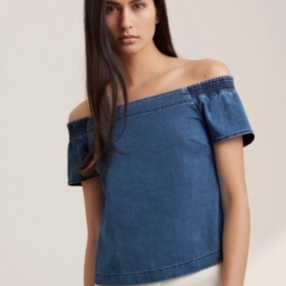 Aritzia Wilfred Free Off The Shoulder Denim Top